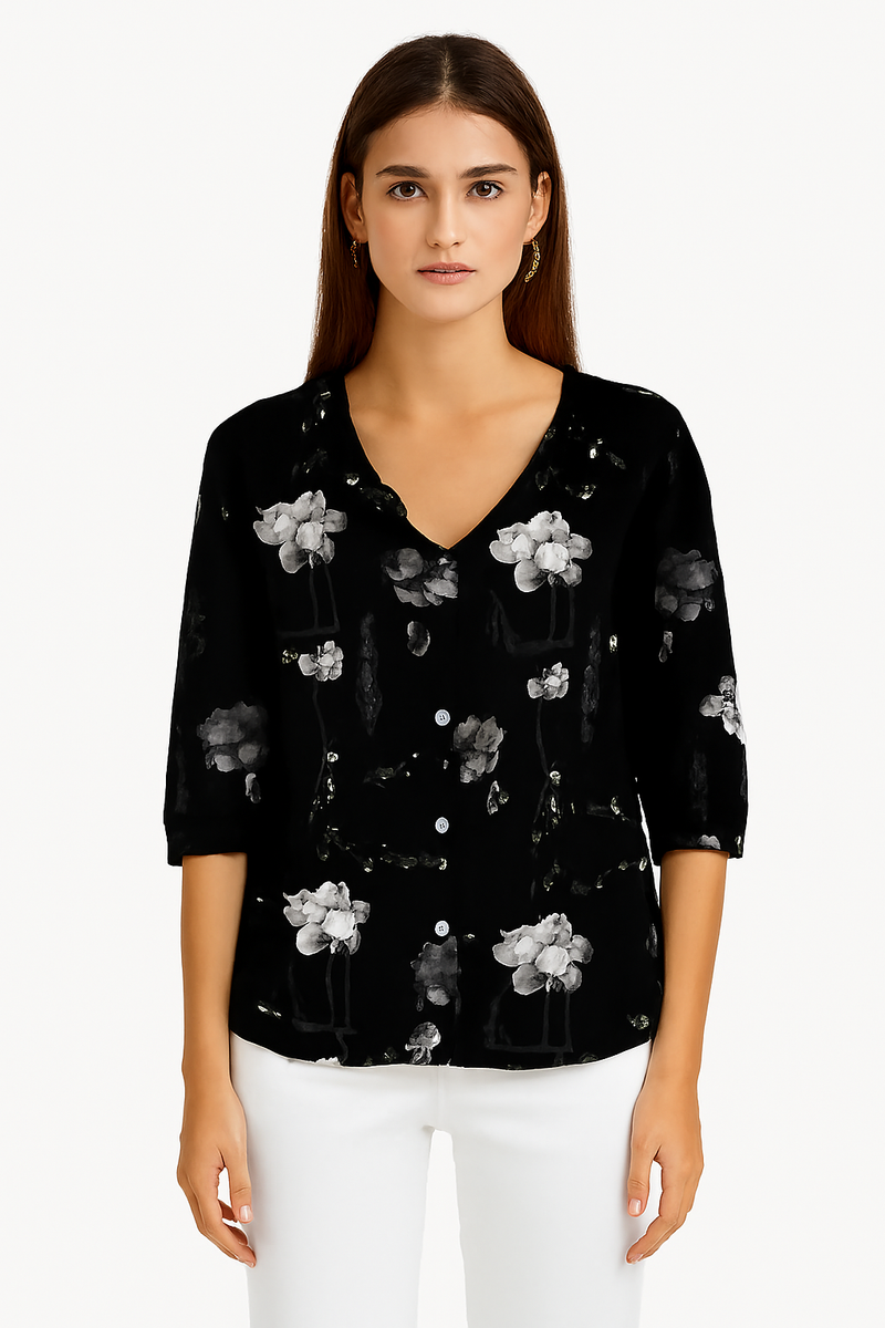 Bloemige luchtige damesblouse met losse pasvorm – Laura