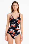 Corrigerend Badpak met Bloemenprint en Diepe Hals – Floraniva