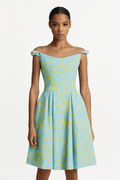 Corset Midi Jurk met Bloemenprint en Split - Elise