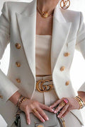 Dubbelrijige Blazer met Gouden Knopen – Wanya