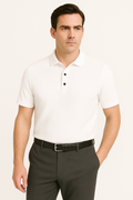 Heren Polo Shirt van Katoen en Hennep met Ruittextuur – George