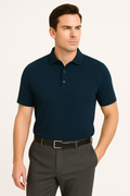Heren Polo Shirt van Katoen en Hennep met Ruittextuur – George