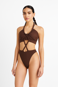 Bikini dames halter bruin geknoopt flatterend – Yelena