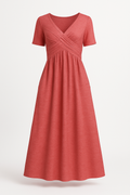 Afslankende elegante damesjurk met V-hals – Rosella