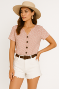 Ademende casual dames top met bloemmotief – Nora