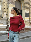Dames off-shoulder gebreide top met elegante pasvorm – Laura