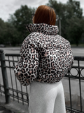 Luipaardprint Pufferjack met Trendy Pasvorm – Ava