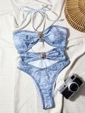 Denim Badpak Tie-Up Design Flatterende Look – Velmira