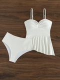 Tankini dames peplum wit hoog uitgesneden elegant – Elenora