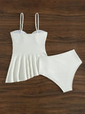 Tankini dames peplum wit hoog uitgesneden elegant – Elenora