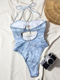 Denim Badpak Tie-Up Design Flatterende Look – Velmira
