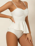 Tankini dames peplum wit hoog uitgesneden elegant – Elenora
