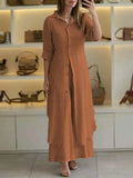 Linnen Tweedelige Set Dames Zomer Look Comfort – Elanvia