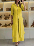 Linnen Tweedelige Set Dames Zomer Look Comfort – Elanvia