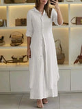 Linnen Tweedelige Set Dames Zomer Look Comfort – Elanvia