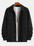 Heren gequilt jacquard overshirt met flapzakken – Victor