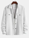 Heren gequilt jacquard overshirt met flapzakken – Victor