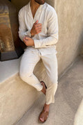 Linnen Heren Set Zomer Ademend Elegante Look – Elvoro