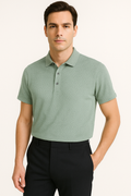Heren Airflow Effen Kleur Gebreid Polo Shirt – Mark