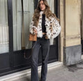 Dames nepbont winterjas luipaardprint warm en luxe – Amelora