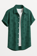 Casual herenoverhemd met bloemmotief en korte mouwen – Matteo