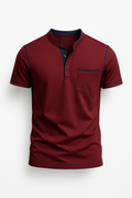 Casual Henley-shirt met borstzak voor heren – Minj