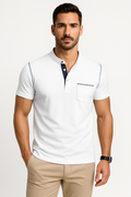 Casual Henley-shirt met borstzak voor heren – Minj