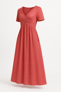 Afslankende elegante damesjurk met V-hals – Rosella