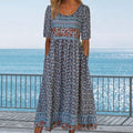 Boho damesjurk met florale print en volants – Yara