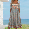 Boho damesjurk met florale print en volants – Yara