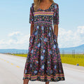Boho damesjurk met florale print en volants – Yara