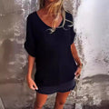 Dames T-shirt casual V-hals katoen linnen – Ecolora