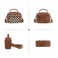 Canvas crossbody tas met schaakpatroon voor dames – Velinna