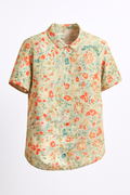 Dames blouse katoen linnen bloemenprint comfortabel casual – Janelys
