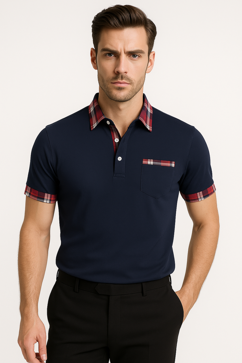 Heren colorblock polo met korte mouwen – Milan