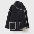 Warme herfst-winterjas met afneembare sjaal – Sofie