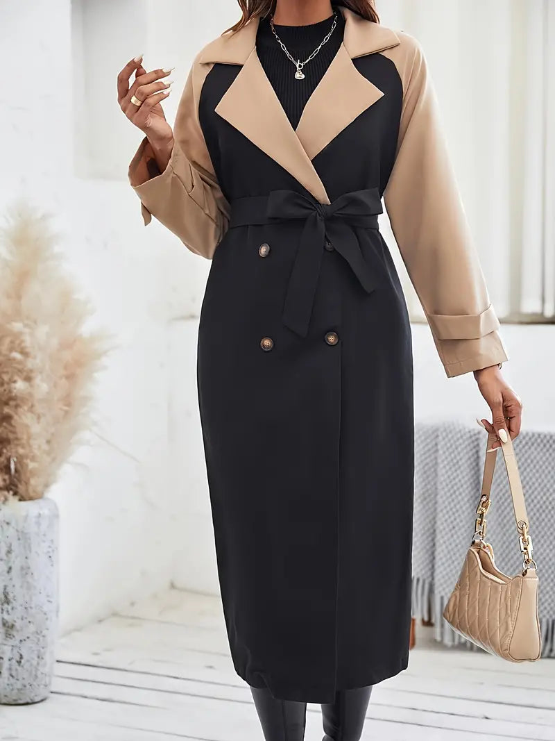 Tweekleurige dames trenchcoat met ceintuur – Renée