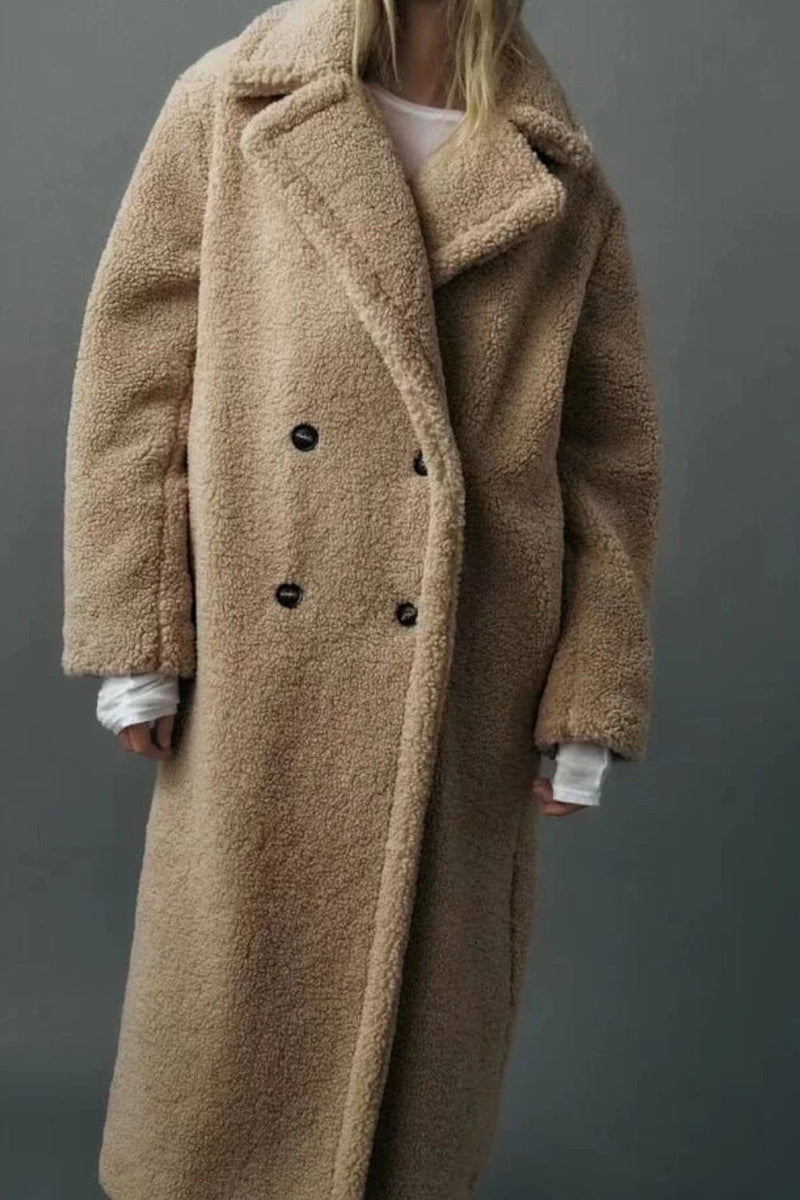 Dames teddy jas lang faux fur warm en stijlvol – Renaya