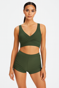 Bikini dames legergroen stretch tie-side vintage – Elvira