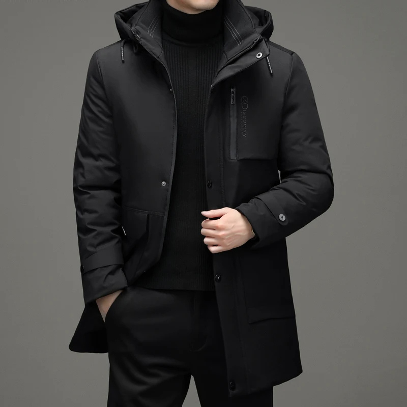 Warme heren winterjas met capuchon en ritszakken – Lars