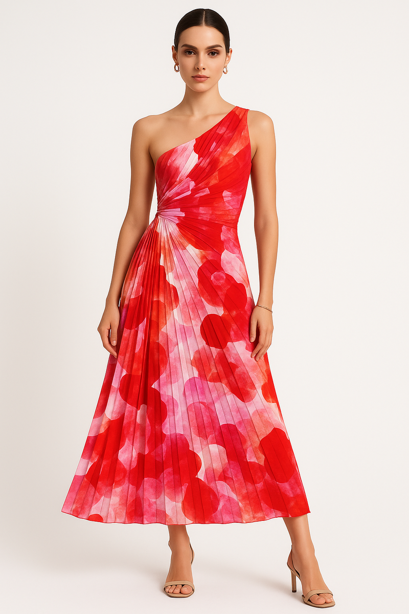 Geplooide Zomerjurk met One-Shoulder Design voor Dames – Katie