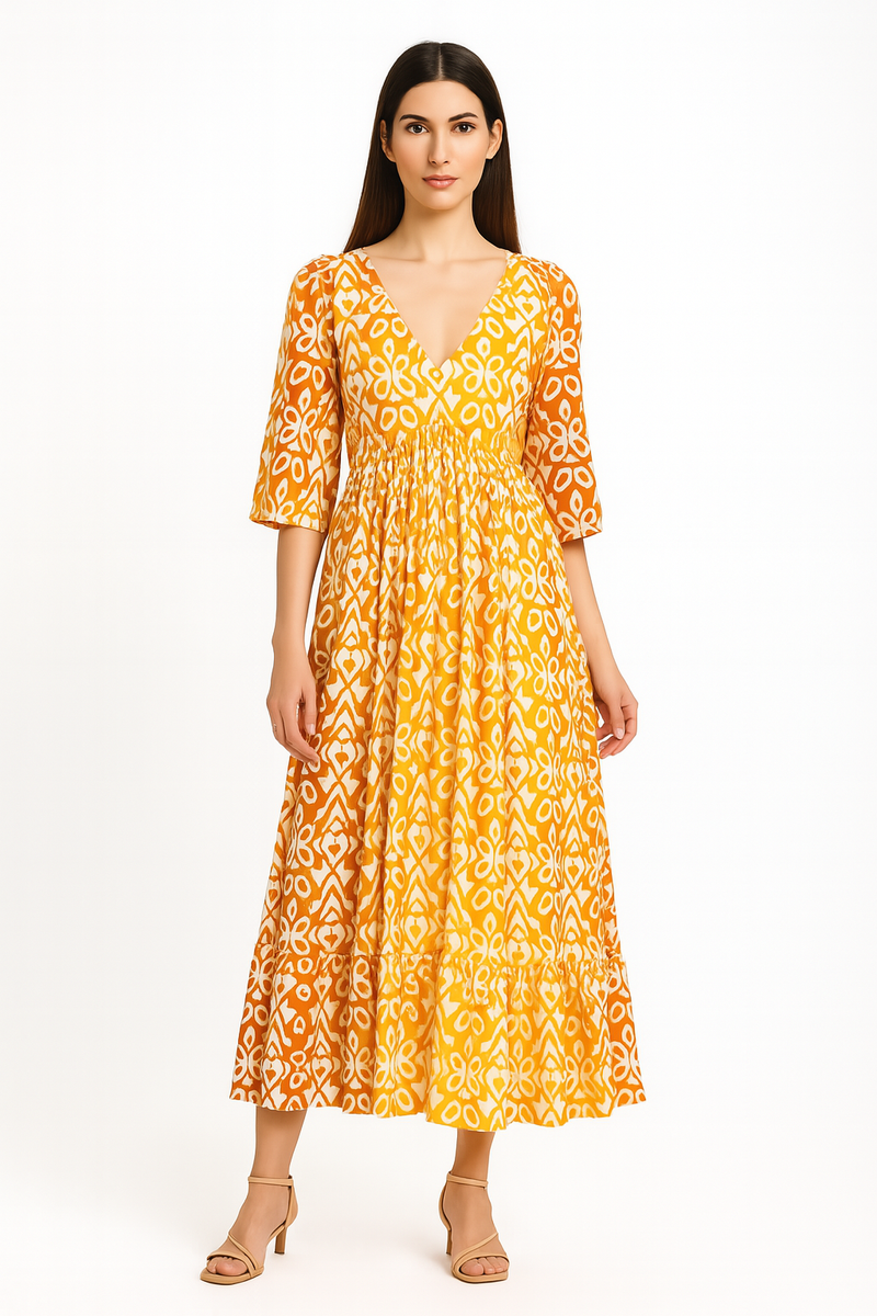 Bohemian Maxi Jurk met V-hals voor Dames – Luna