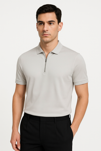 Heren quarter-zip polo met korte mouwen – Lucas