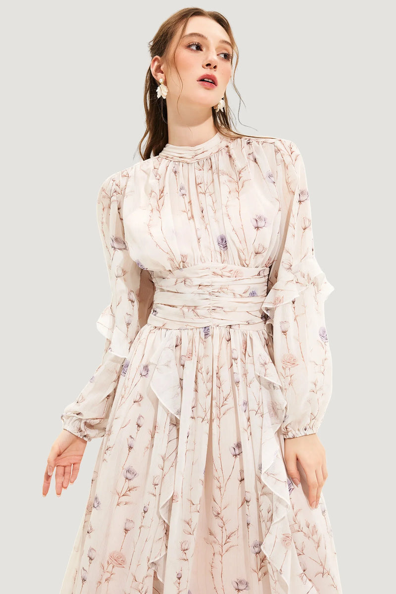 Dames jurk bloemenprint luchtig plooirok elegant – Ocearia