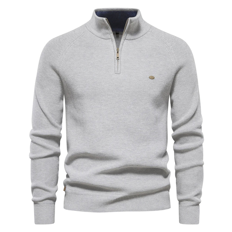 Gebreide zip-up trui met klassieke stijl – Brevora