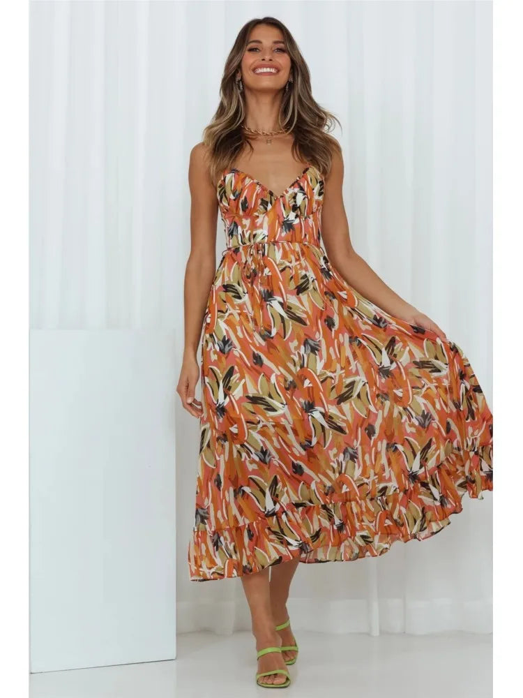 Kleurrijke zomerjurk voor dames met elegant design – Calista