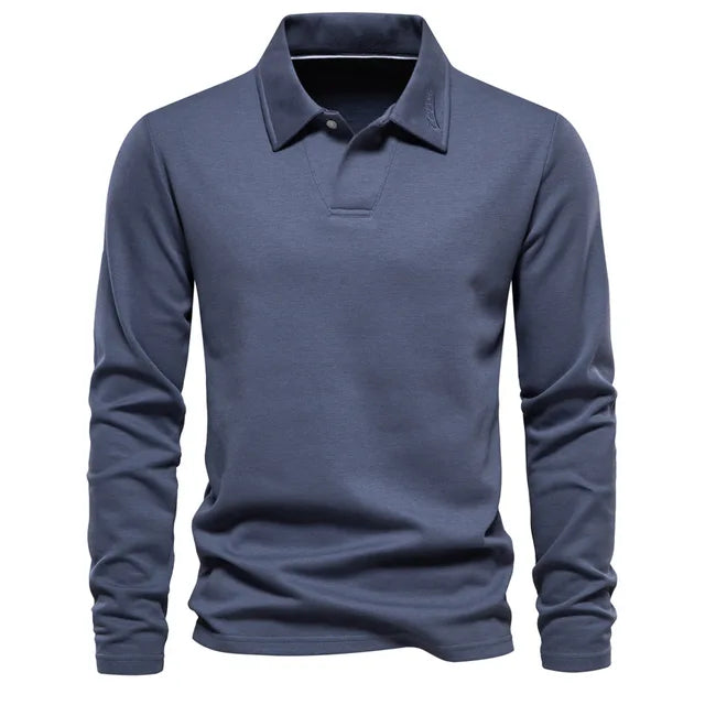 Heren Klassiek Lange Mouwen Effen Poloshirt - Benjamin