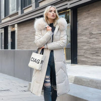 Warme dames winterjas met bontmuts en ritssluiting - Elise