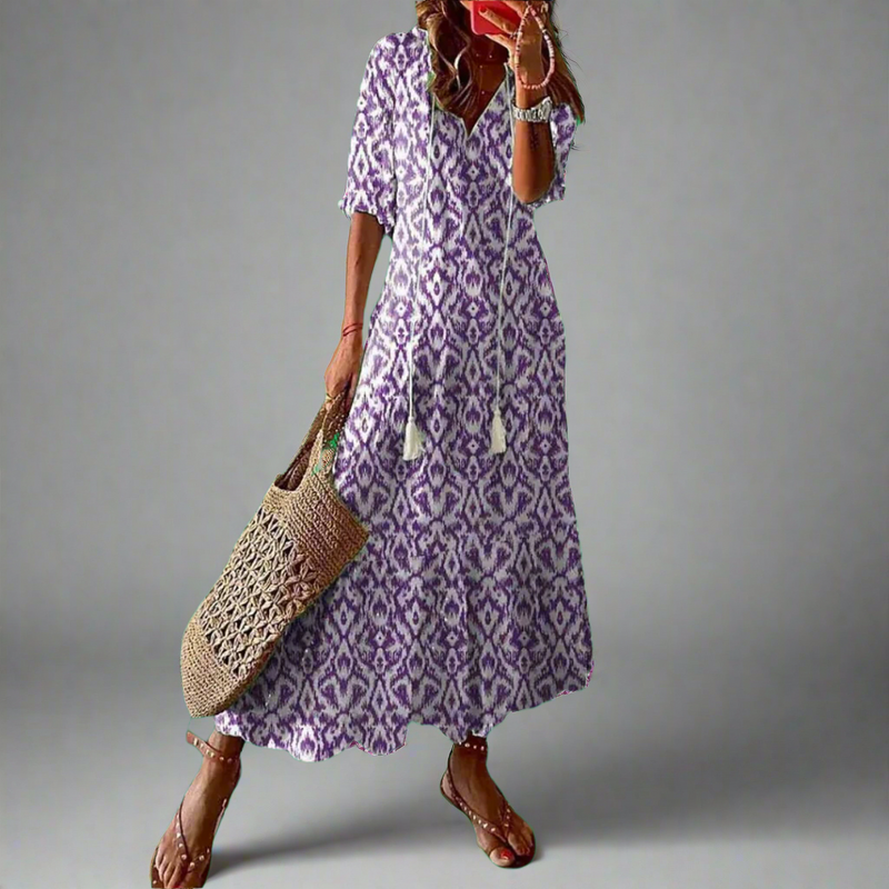 Comfortabele zomerjurk dames opvallende print luchtig - Mirana