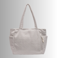 Corduroy tote bag met laptopvak en zijvakken – Tavarya